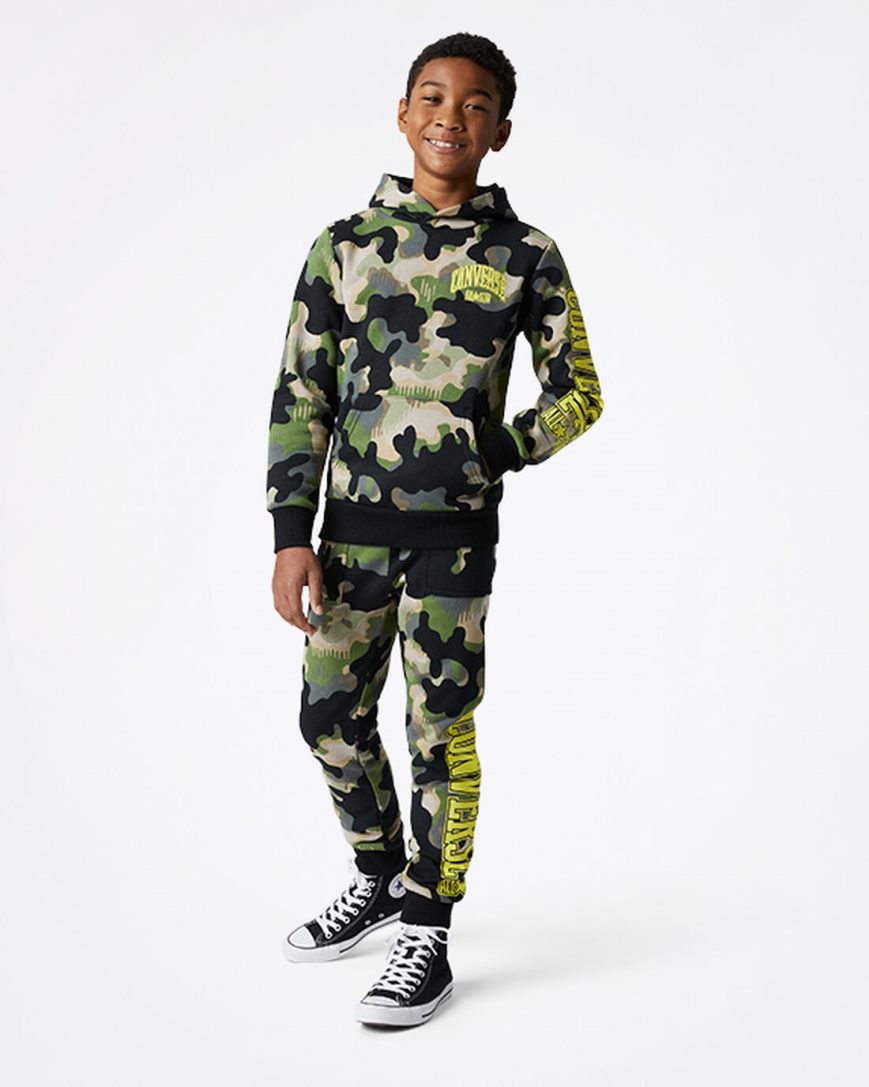 Jogger Nohavice Converse Camo Chlapcenske Olivovo Zelená | SK SKPCM4